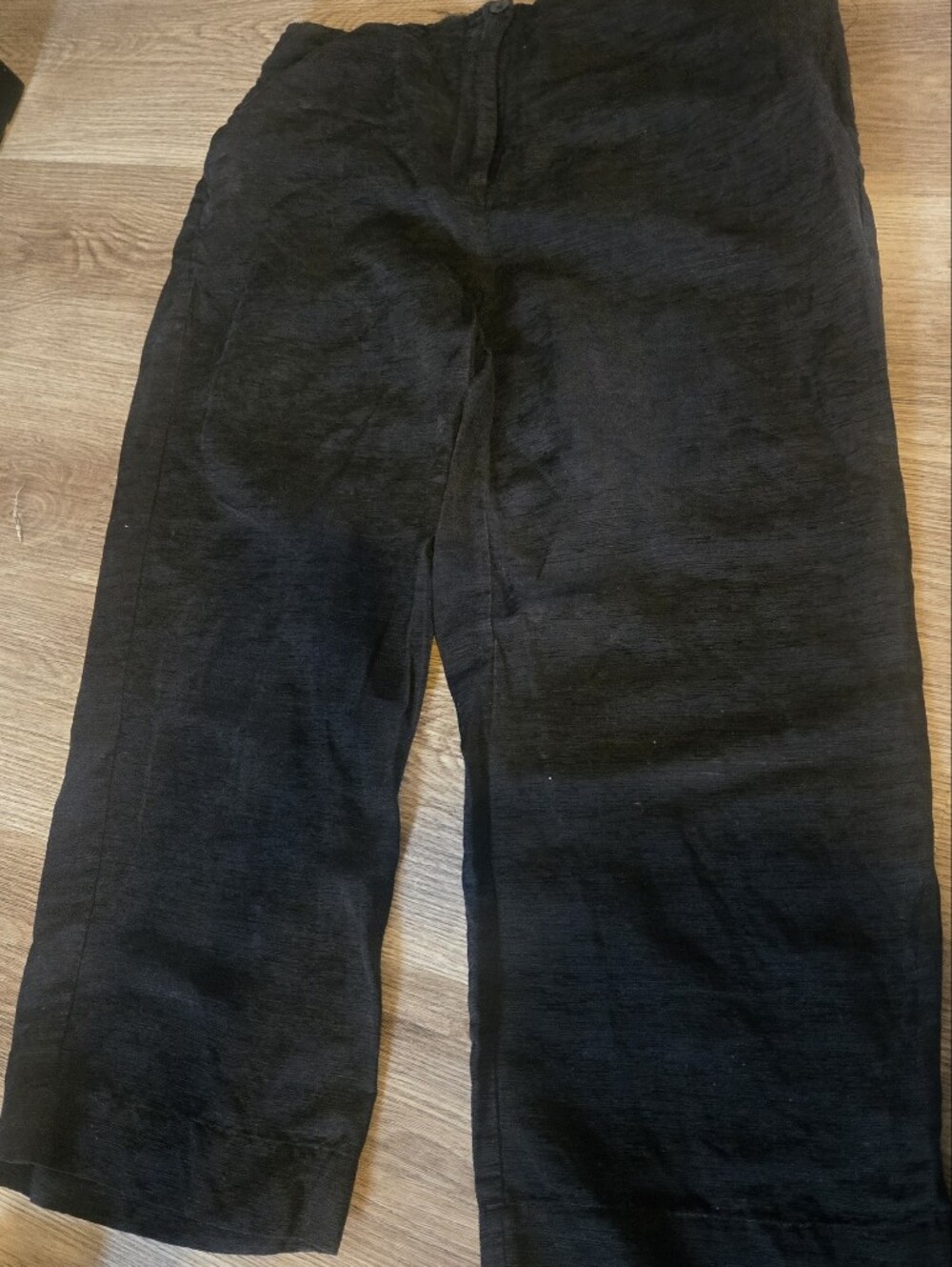 French Laundry Black Cropped Wide-Leg Trousers